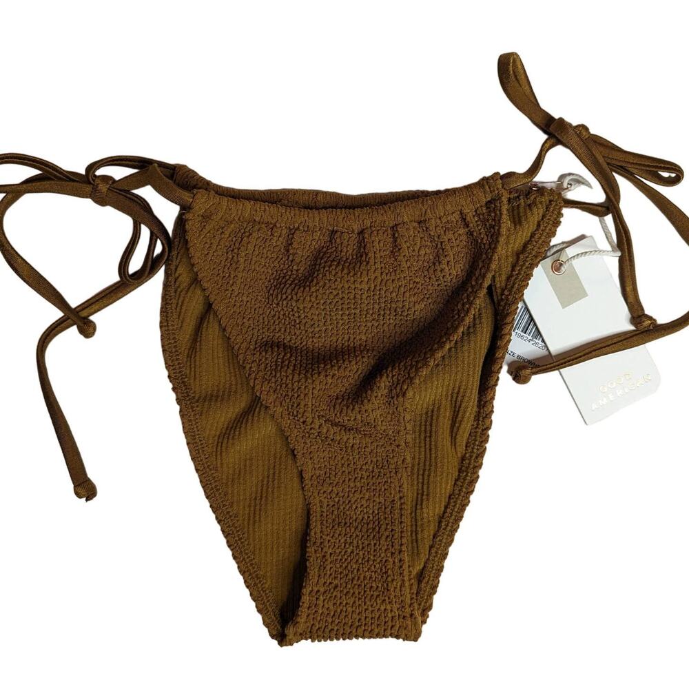 Good American Swim Textured Bikini Bottom with Side Ties